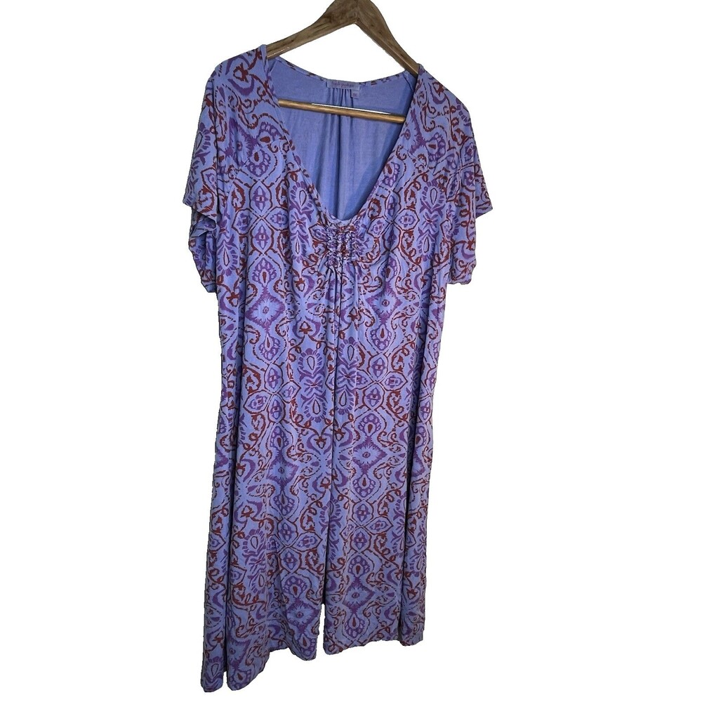 Fresh Produce Plus sz 3x Beachcore resort wear Purple Damask pattern